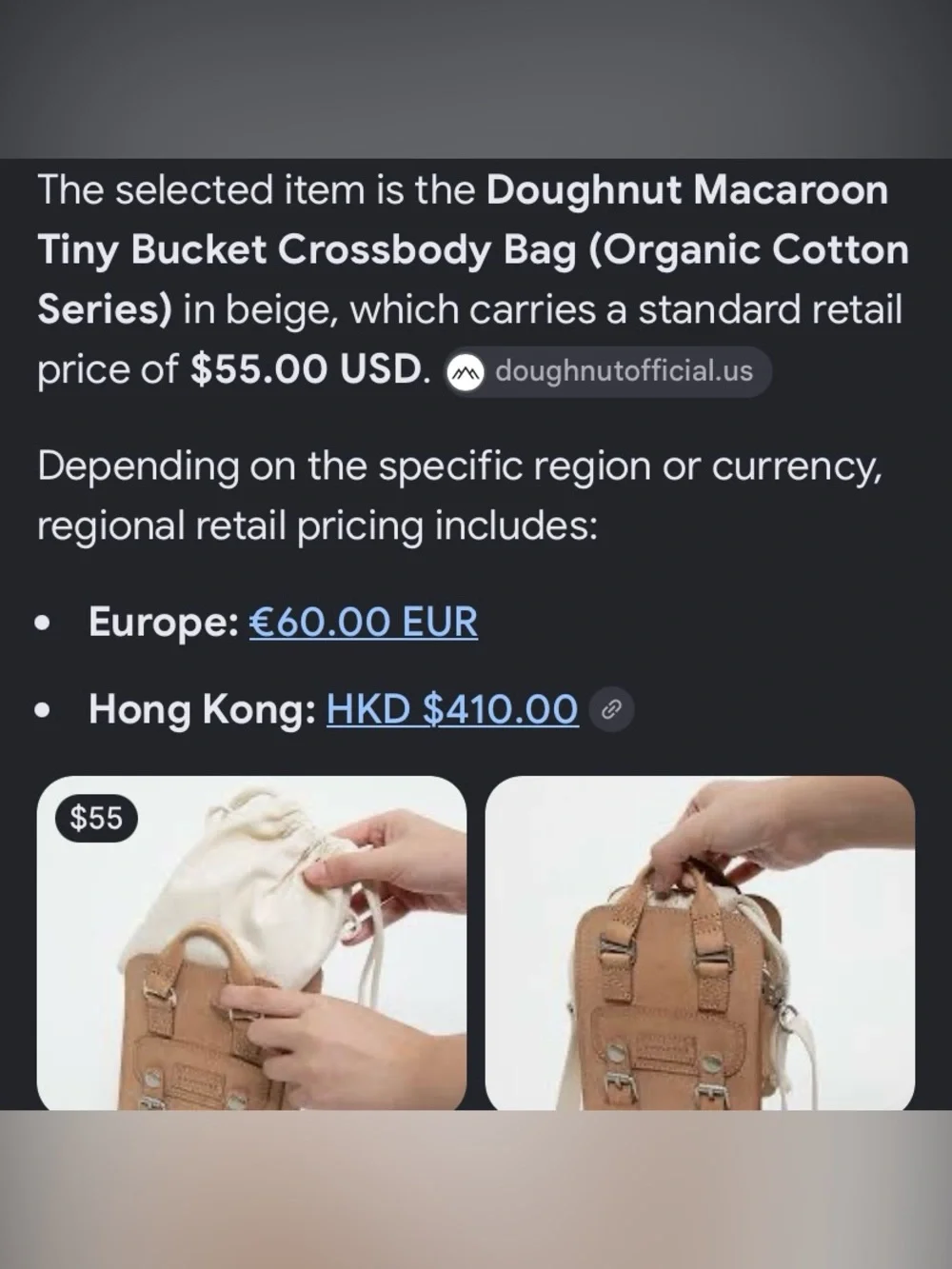Doughnut Macaroon Tiny Bucket Organic series crossbody bag